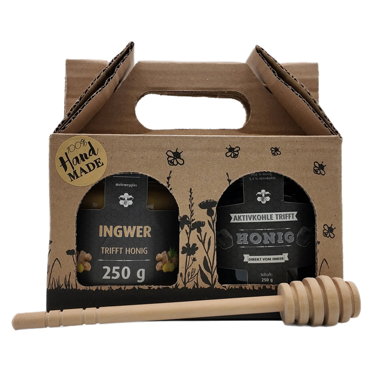 Honig-Geschenkpaket mit zwei Gläsern