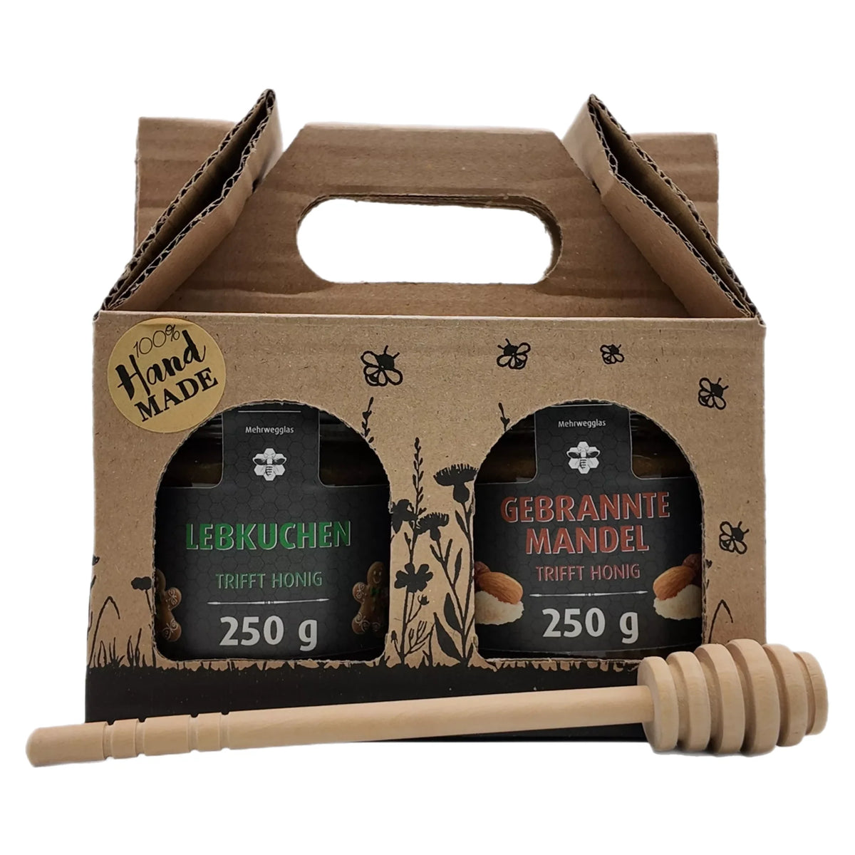 Honig-Geschenkpaket mit zwei Gläsern