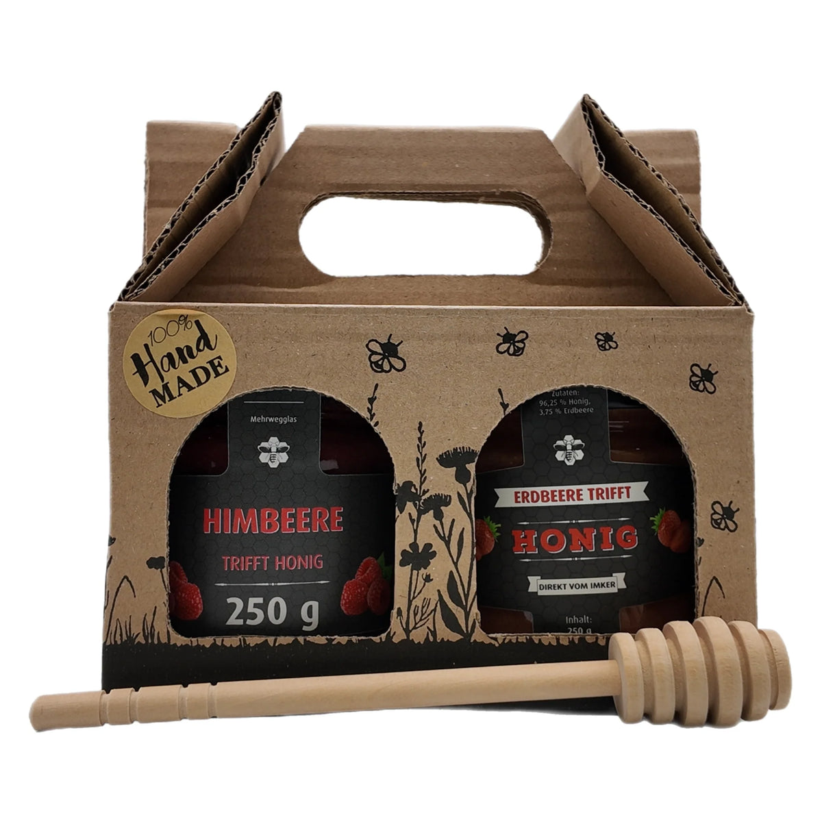 Honig-Geschenkpaket mit zwei Gläsern