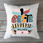 Bedrucktes Kissen mit Motiv "Beste Lehrerin"