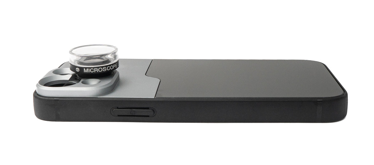 Makro Linse 30x Mikroskop Filter mit Hülle in Schwarz für iPhone 13 Mini | System-S