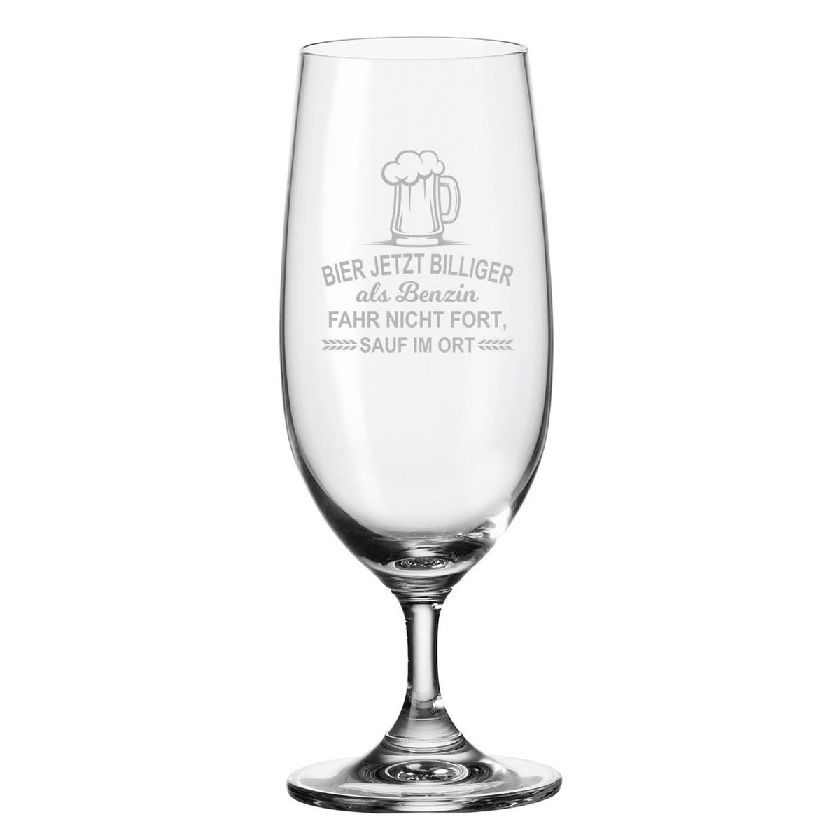 Stölzle Lausitz Bierglas mit Gravur "Bier jetzt billiger als Benzin"