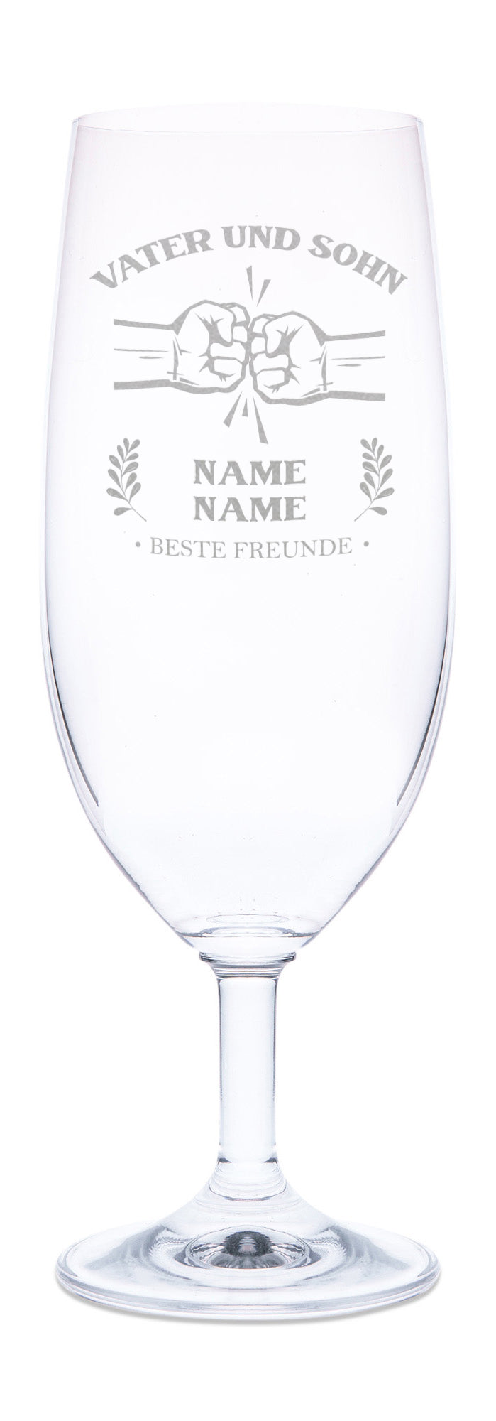 Stölzle Lausitz Bierglas mit Gravur "Vater und Sohn"