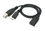 USB 3.1 Kabel 30 cm Typ C Buchse zu 2.0 Micro B und Typ B Stecker Adapter Schwarz | System-S