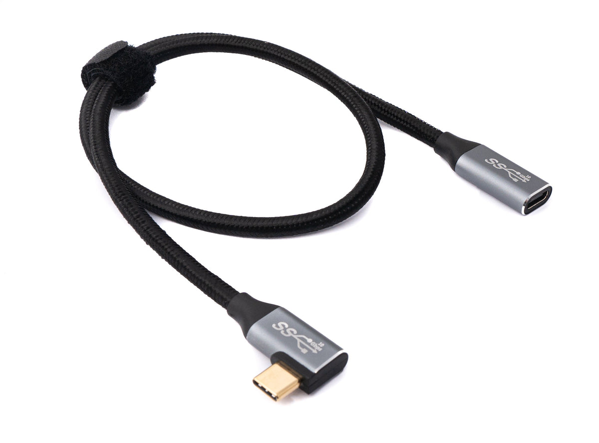 USB 3.1 Gen 2 Kabel 50 cm Typ C Stecker zu Buchse geflochten Winkel | System-S