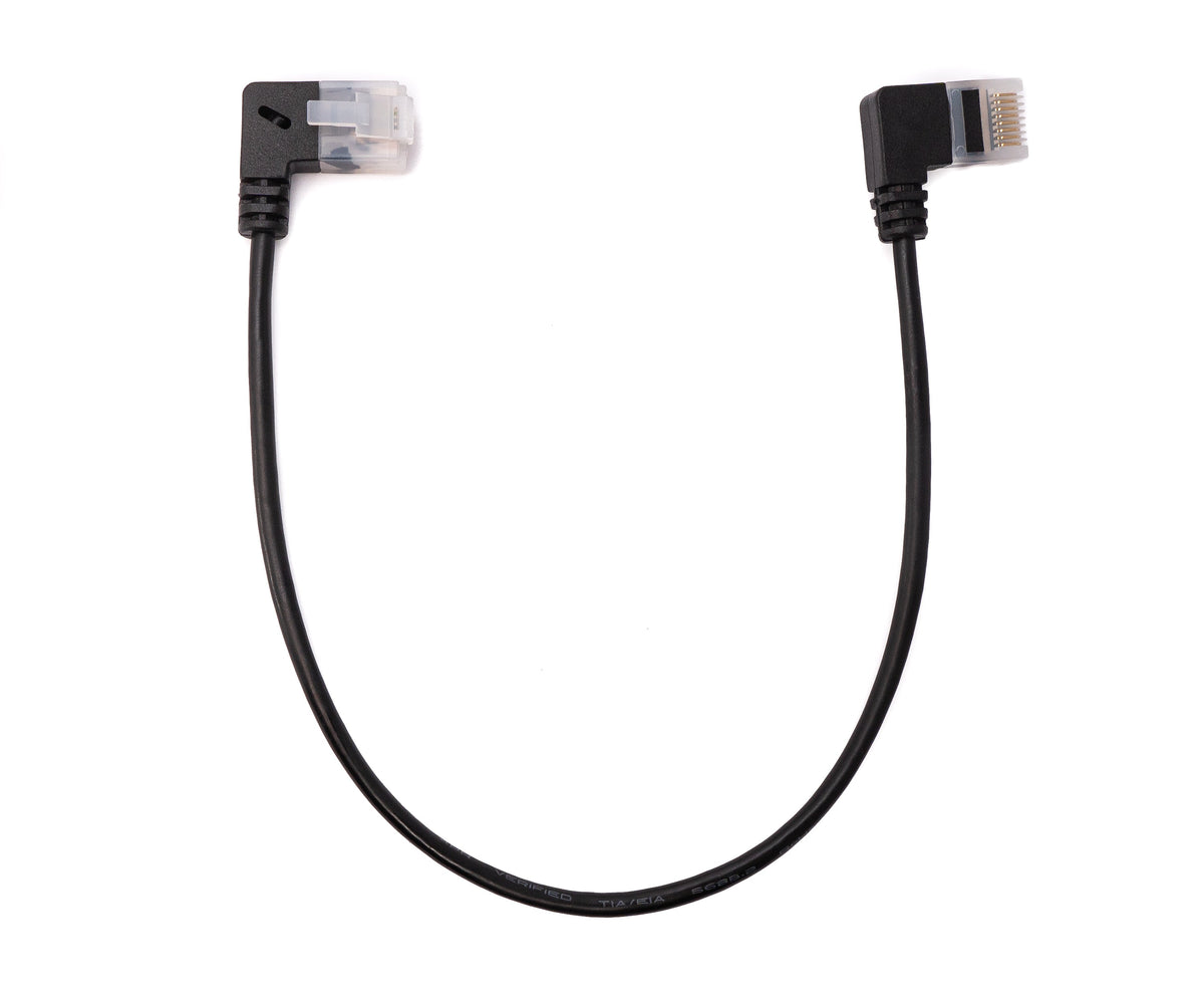 LAN Kabel 25 cm RJ45 8P8C STP Cat6 Stecker zu Stecker Winkel Schwarz | System-S
