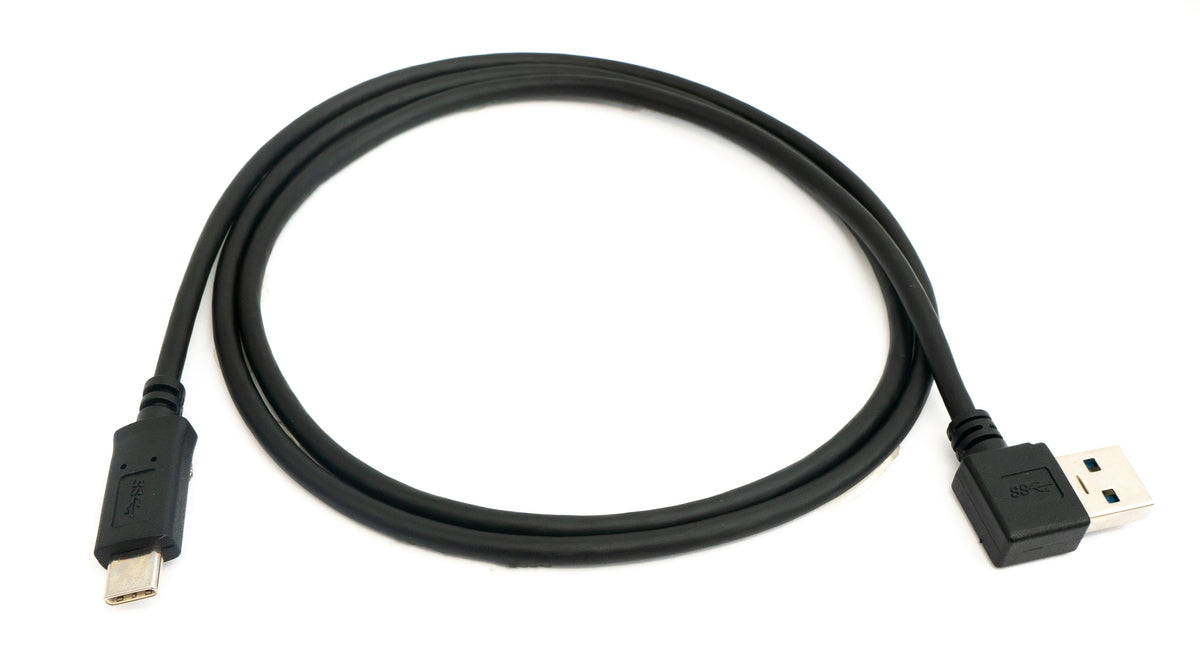 USB 3.1 Kabel 1 m Typ C Stecker zu Typ A Stecker Winkel in Schwarz | System-S