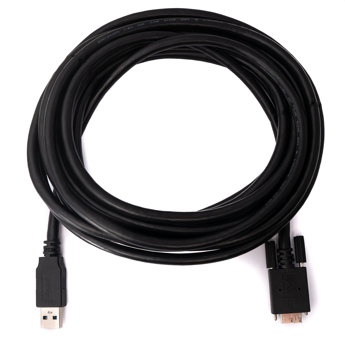 USB 3.0 Kabel 5 m Micro B Stecker zu Typ A Stecker Schraube in Schwarz | System-S