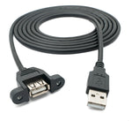 USB 2.0 Kabel 2 m Typ A Stecker zu Buchse Schraube in Schwarz | System-S