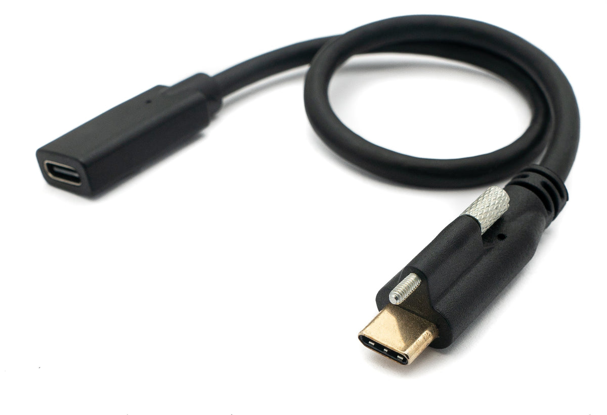 USB 3.1 Kabel 30 cm Typ C Stecker zu Buchse Schraube Adapter in Schwarz | System-S