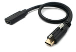USB 3.1 Kabel 30 cm Typ C Stecker zu Buchse Schraube Adapter in Schwarz | System-S