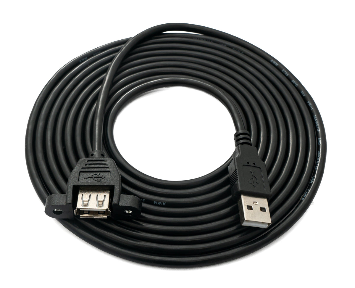 USB 2.0 Kabel 3 m Typ A Stecker zu Buchse Schraube in Schwarz | System-S