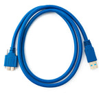 USB 3.0 Kabel 100 cm Micro B Stecker zu Typ A Stecker Schraube in Blau | System-S
