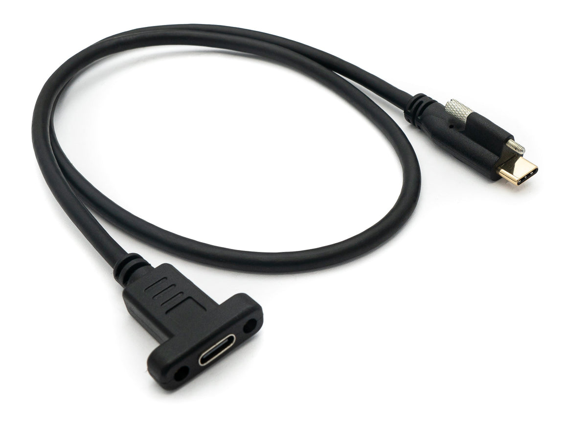 USB 3.1 Kabel 60 cm Typ C Stecker zu Buchse Schraube in Schwarz | System-S