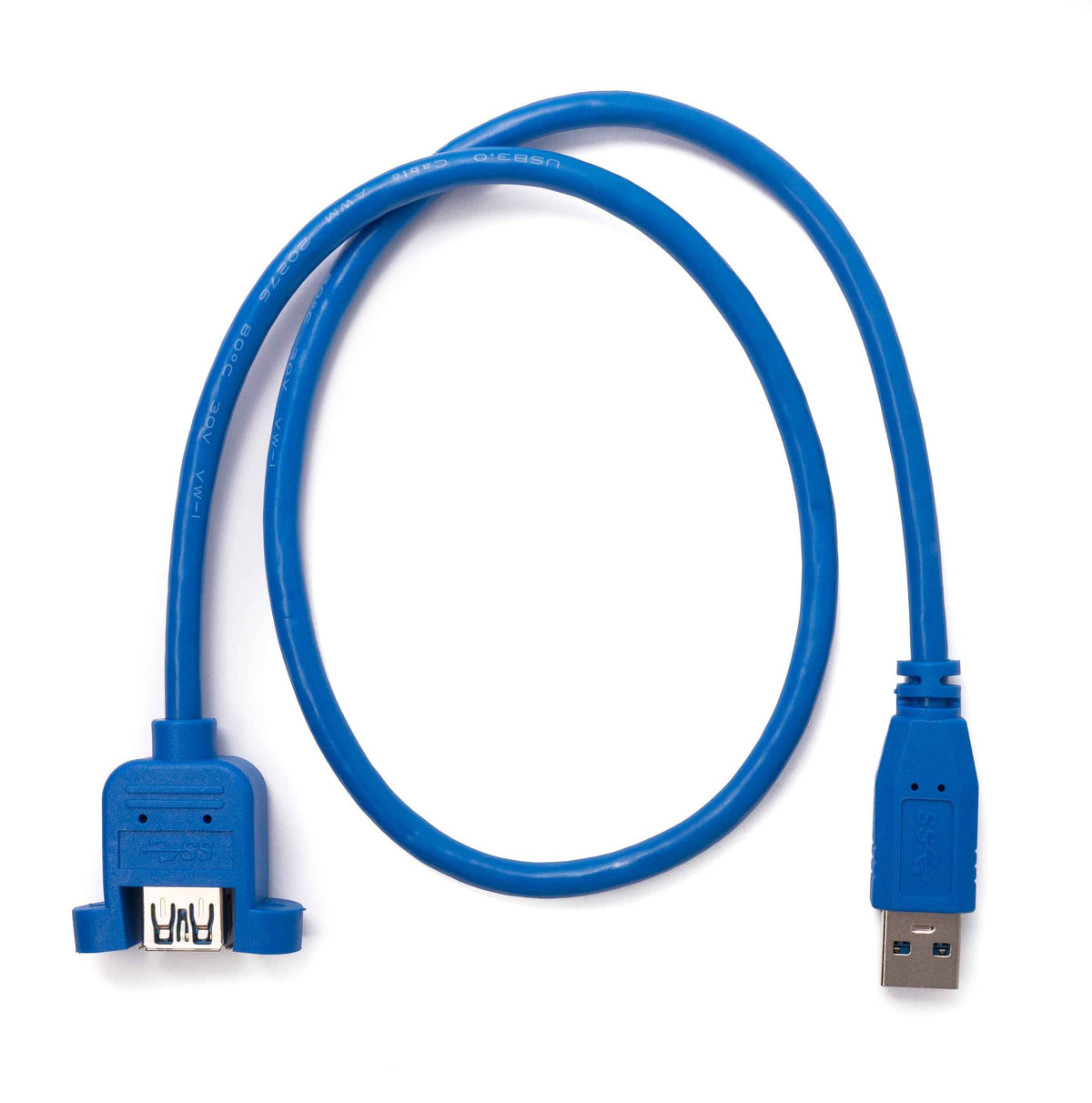 USB 3.0 Kabel 60 cm Typ A Stecker zu Buchse Schraube in Blau | System-S