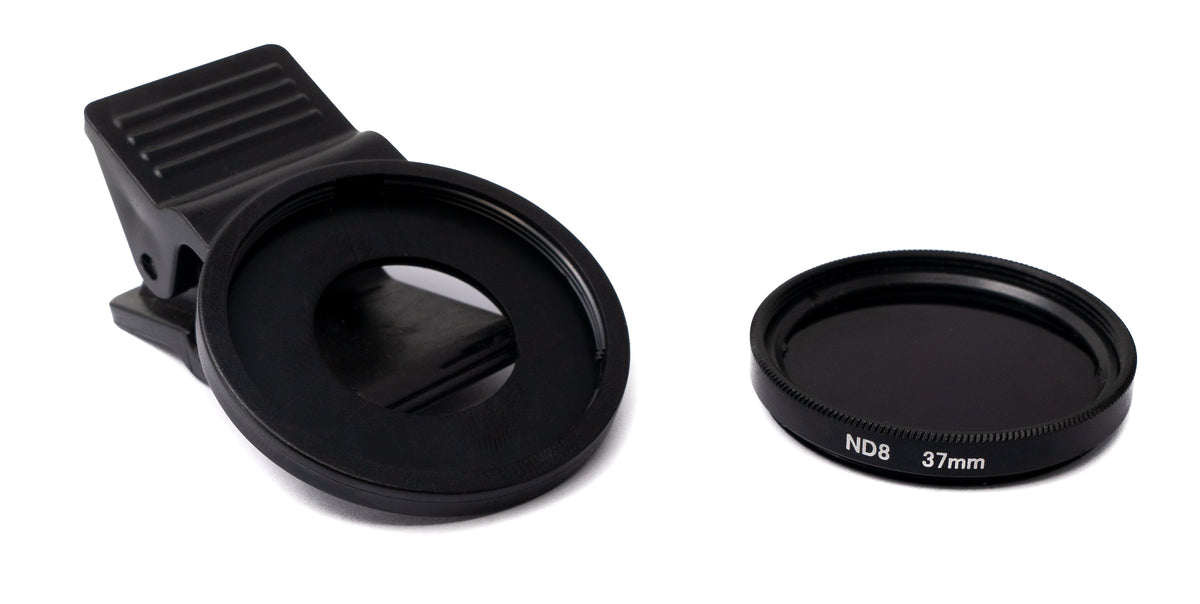 ND8 Linse 37 mm Neutraldichte Grau Filter mit Clip für Smartphones in Schwarz | System-S