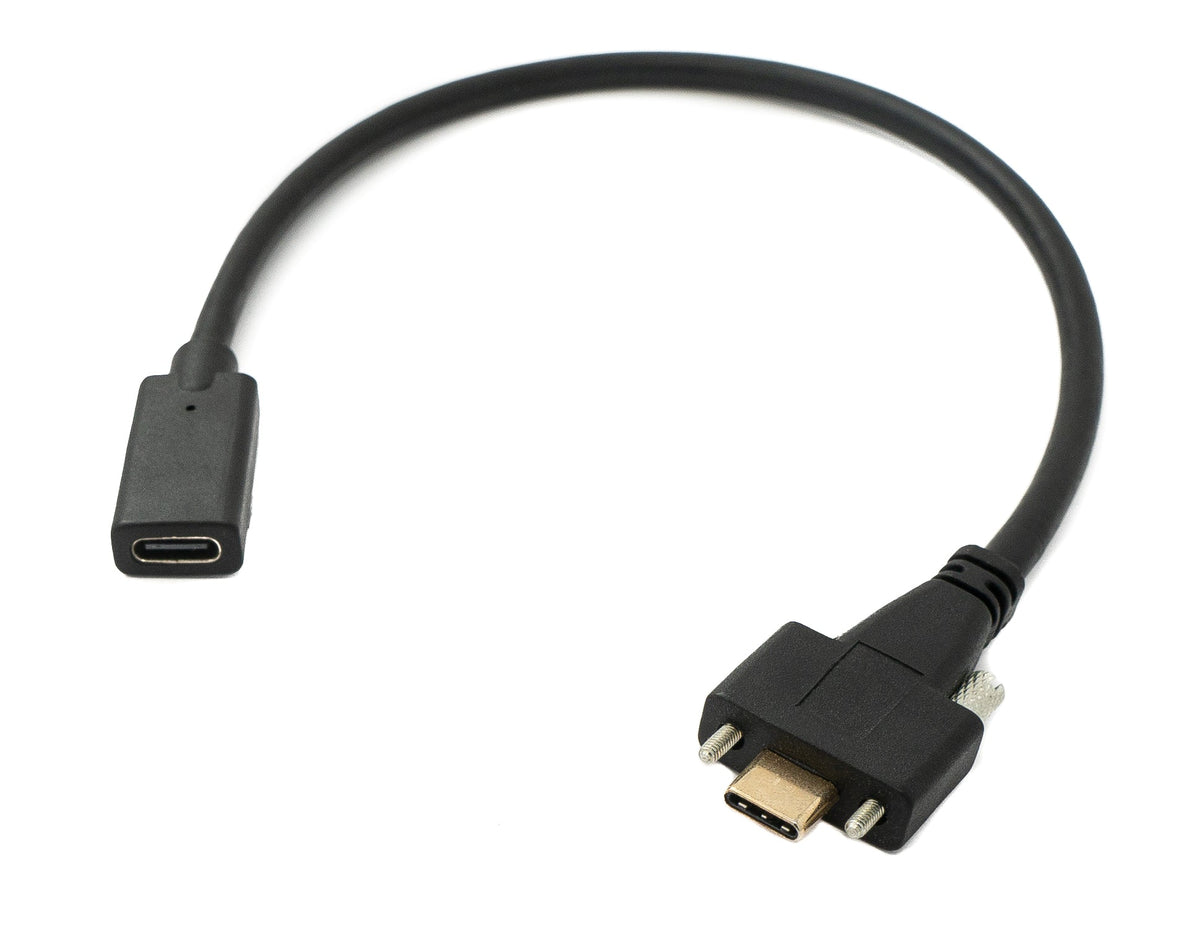 USB 3.1 Kabel 30 cm Typ C Stecker zu Buchse Schraube Adapter in Schwarz | System-S
