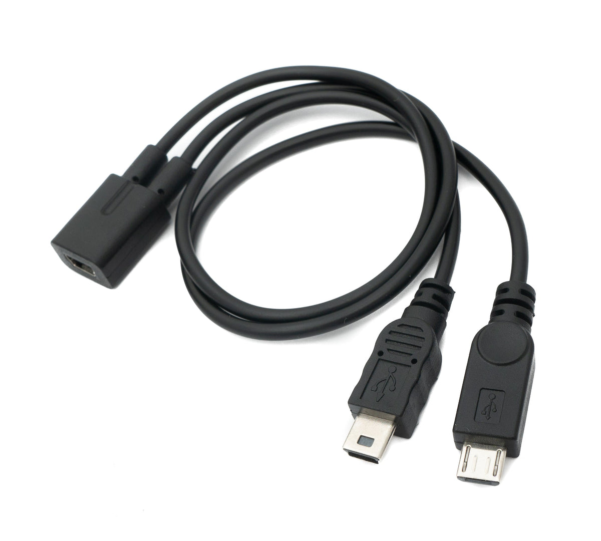 USB 2.0 Kabel 30cm Mini B Buchse zu Stecker & Micro B Stecker in Schwarz | System-S
