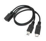 USB 2.0 Kabel 30cm Mini B Buchse zu Stecker & Micro B Stecker in Schwarz | System-S