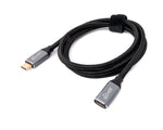 USB 3.1 Gen 2 100W Kabel 25 cm Typ C Stecker zu Buchse geflochten in Schwarz | System-S