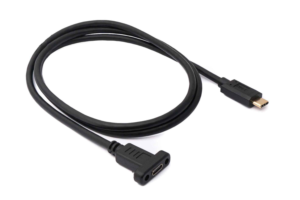 USB 3.1 Kabel 100 cm Typ C Stecker zu Buchse Schraube in Schwarz | System-S