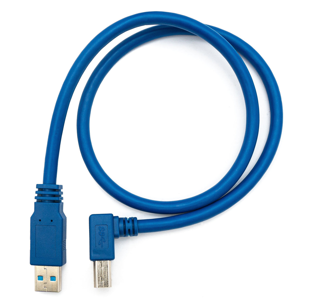 USB 3.0 Kabel 60 cm Typ B Stecker zu Typ A Stecker Winkel in Blau | System-S
