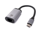 LAN Kabel 20 cm RJ45 Buchse zu USB 3.1 Typ C Stecker Adapter in Grau | System-S