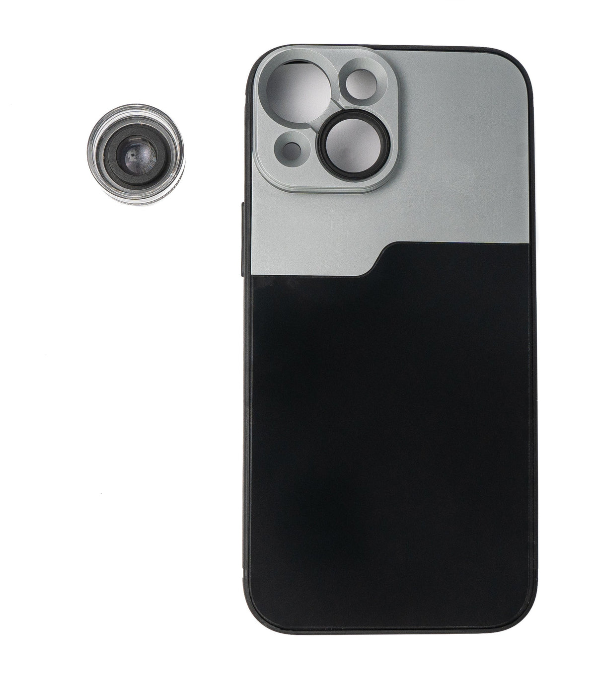Makro Linse 30x Mikroskop Filter mit Hülle in Schwarz für iPhone 13 Mini | System-S