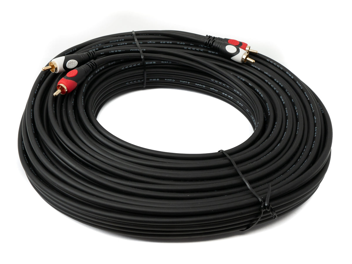 Cinch 2 RCA Kabel 20 m Stecker zu Stecker Stereo AV in Schwarz | System-S