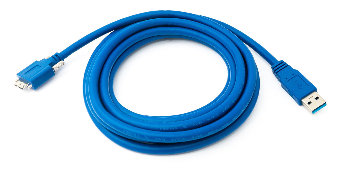 USB 3.0 Kabel 3 m Micro B Stecker zu Typ A Stecker Schraube in Blau | System-S