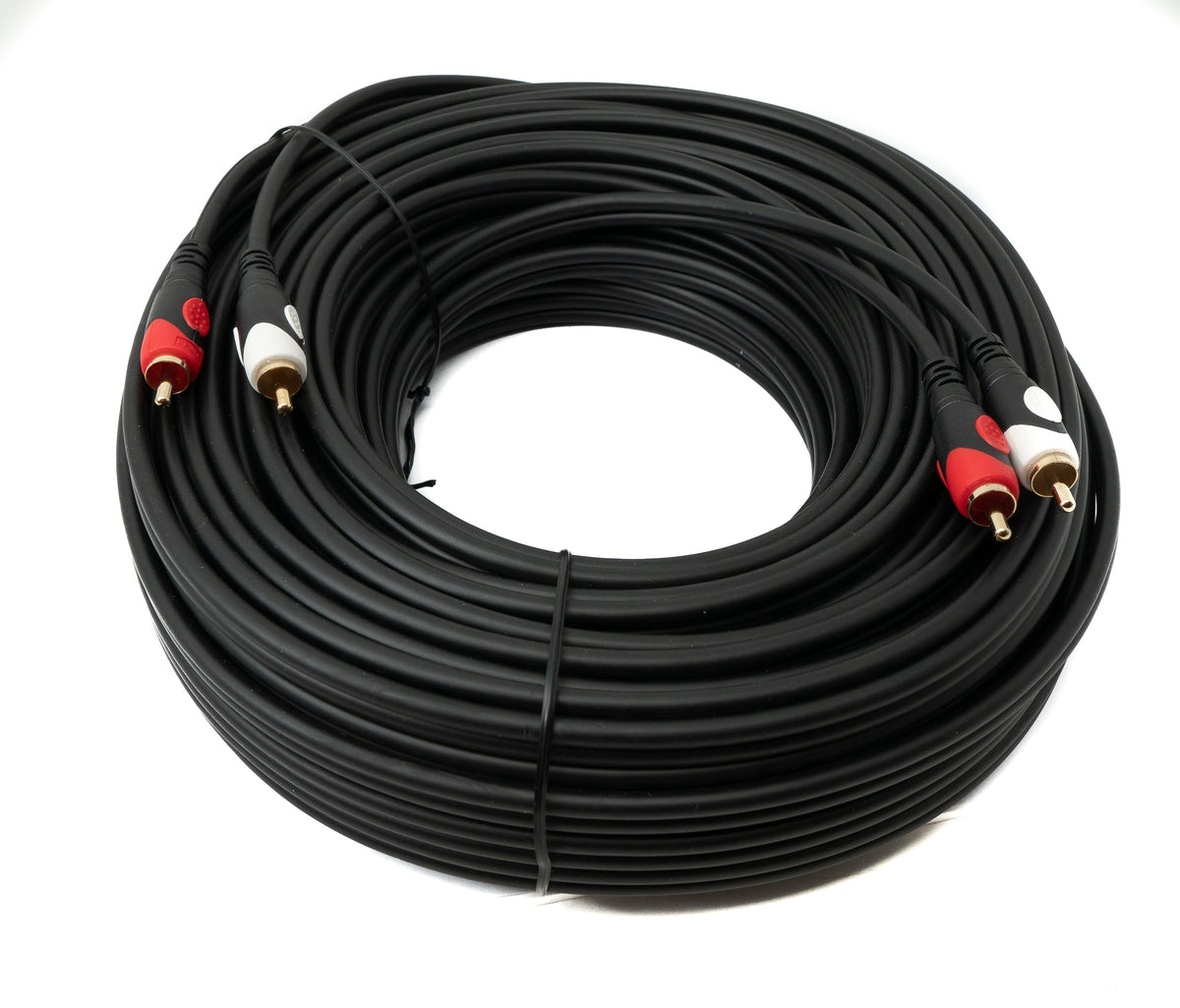 Cinch 2 RCA Kabel 30 m Stecker zu Stecker Stereo AV in Schwarz | System-S
