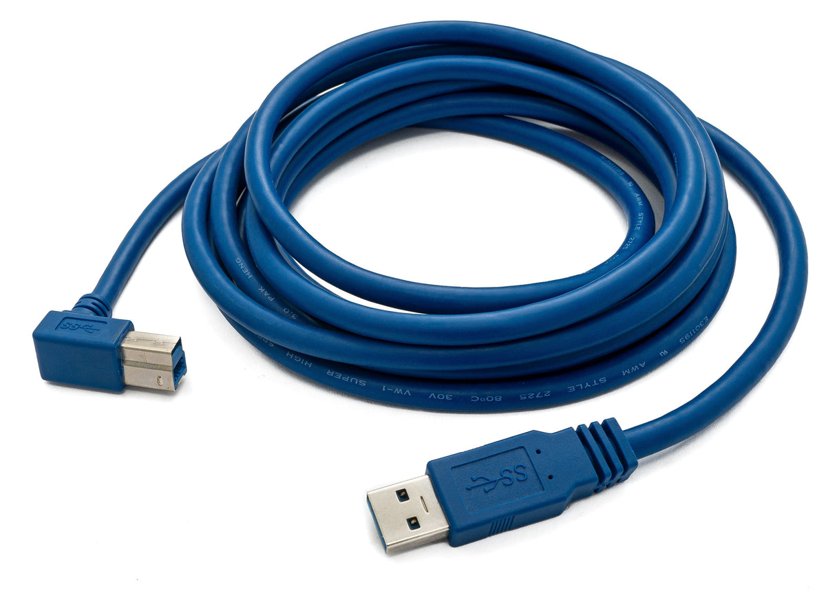 USB 3.0 Kabel 3 m Typ B Stecker zu Typ A Stecker Winkel in Blau | System-S