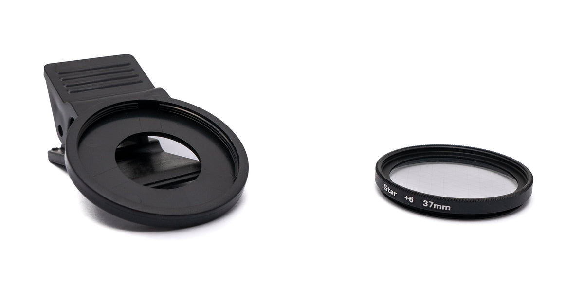 Stern Filter 6 Punkt 37 mm Star Light Linse mit Clip für Smartphones in Schwarz | System-S