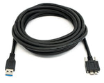 USB 3.0 Micro-B Kabel 5 m mit Schraubverriegelung auf USB-A, Schwarz | SYSTEM-S