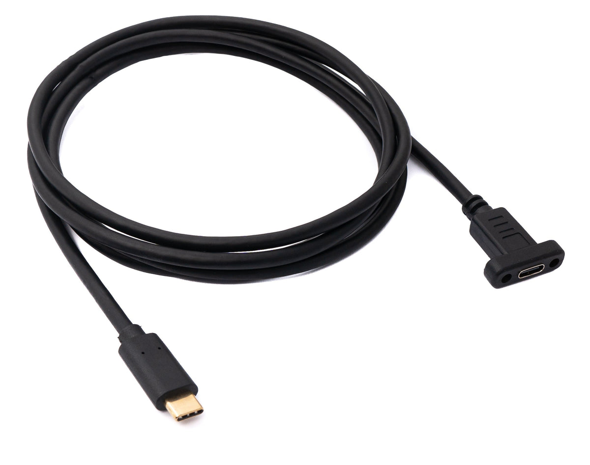 USB 3.1 Kabel 180 cm Typ C Stecker zu Buchse Schraube in Schwarz | System-S