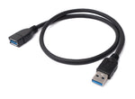 USB 3.0 Kabel 50 cm Typ A Stecker zu Buchse in Schwarz | System-S