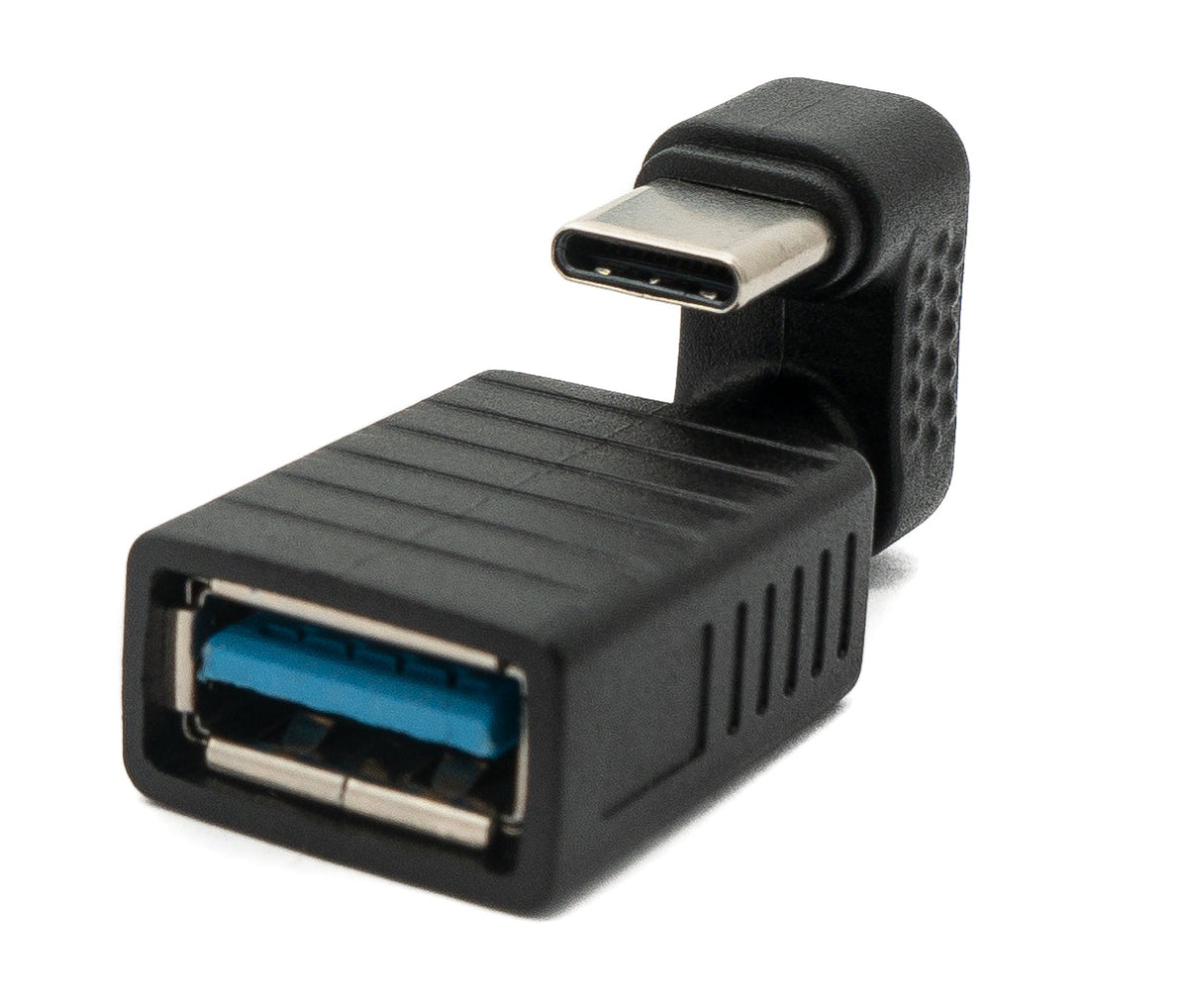 USB 3.1 U Turn 180° Adapter Typ C Stecker zu 3.0 Typ A Buchse Kabel in Schwarz | System-S