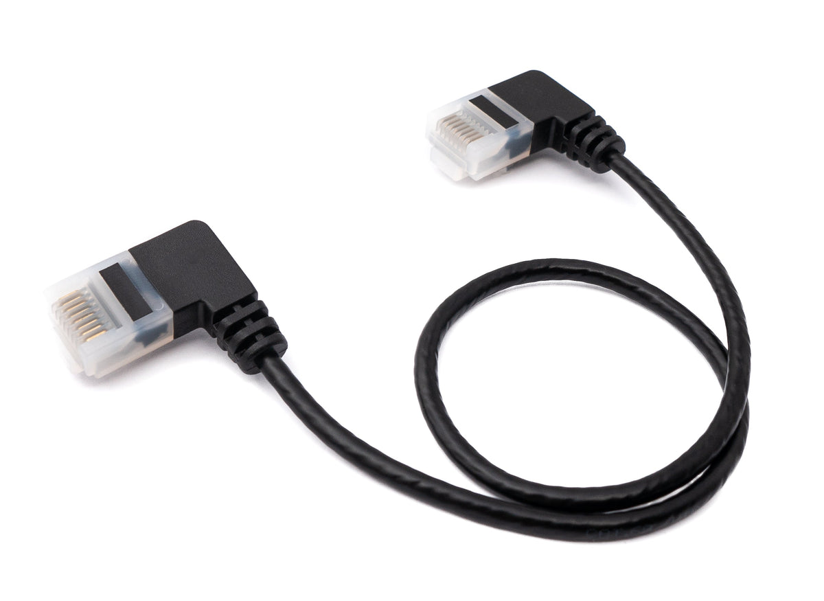 LAN Kabel 25 cm RJ45 8P8C STP Cat6 Stecker zu Stecker Winkel Schwarz | System-S