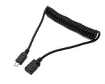 USB 2.0 Kabel 120 cm Micro B Stecker zu Mini B Buchse Spirale in Schwarz | System-S