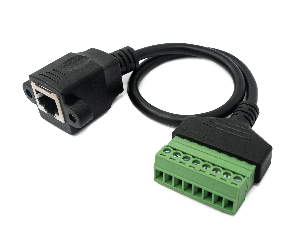 LAN Kabel 30 cm RJ45 Buchse zu 5 polig Leiterplattenstecker in Schwarz | System-S
