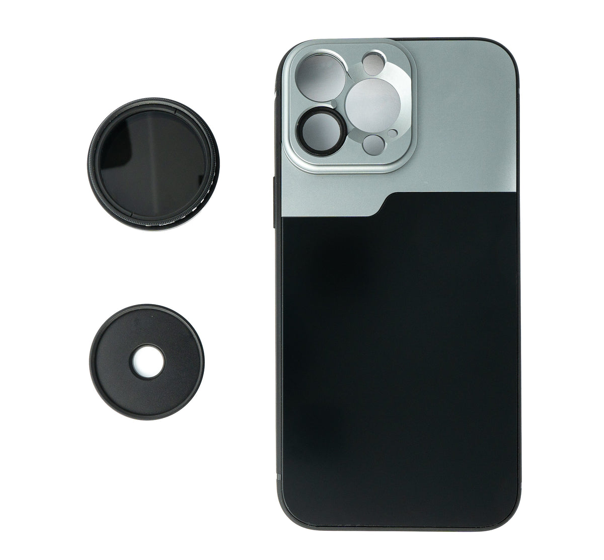 ND Vario Filter 37 mm 2 bis 4000 Neutraldichte mit Hülle für iPhone 13 Pro Max | System-S