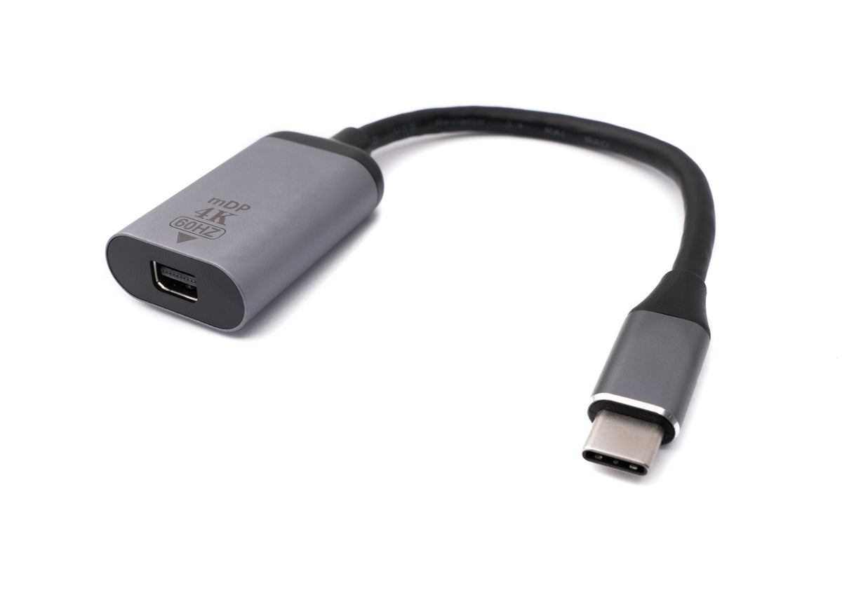 Display Port Kabel 20 cm Mini DP Buchse zu USB 3.1 Typ C Stecker in Grau | System-S