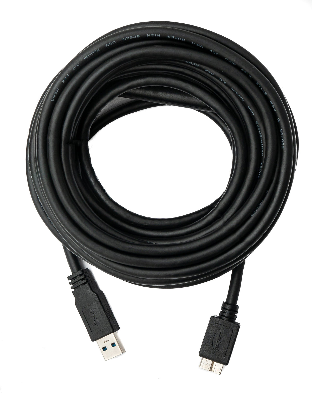 USB 3.0 Kabel 8 m Micro B Stecker zu A Stecker in Schwarz | System-S