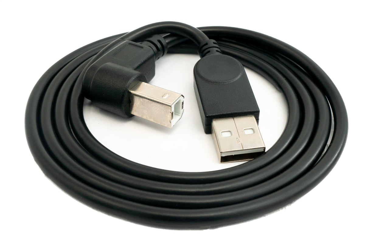 USB 2.0 Kabel 100 cm Typ B Stecker zu A Stecker Winkel in Schwarz | System-S