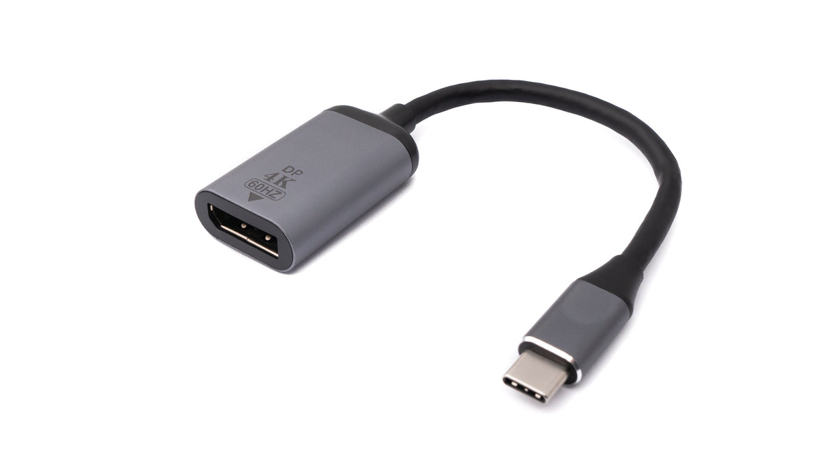 Display Port Kabel 20 cm DP Buchse zu USB 3.1 Typ C Stecker in Grau | System-S