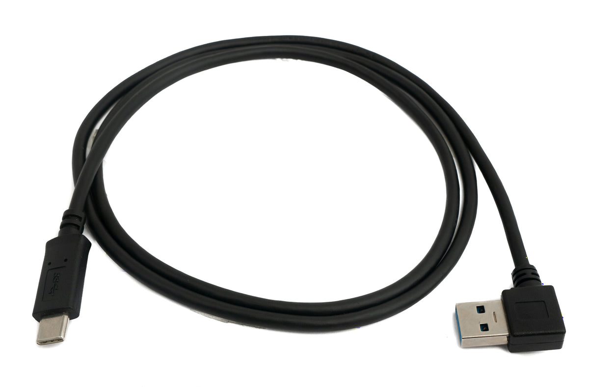 USB 3.1 Kabel 1 m Typ C Stecker zu Typ A Stecker Winkel in Schwarz | System-S