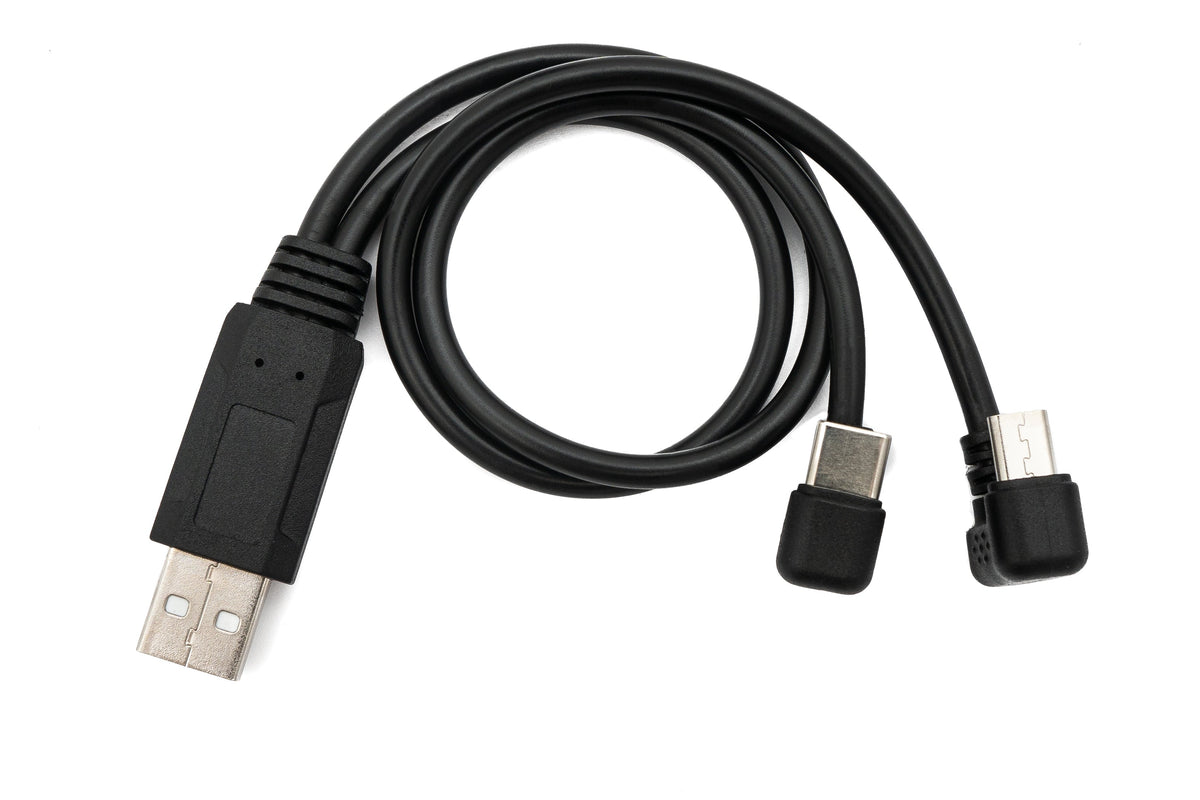 USB 3.1 Kabel 30 cm Typ C & 2.0 Micro B Stecker zu A Stecker Winkel in Schwarz | System-S