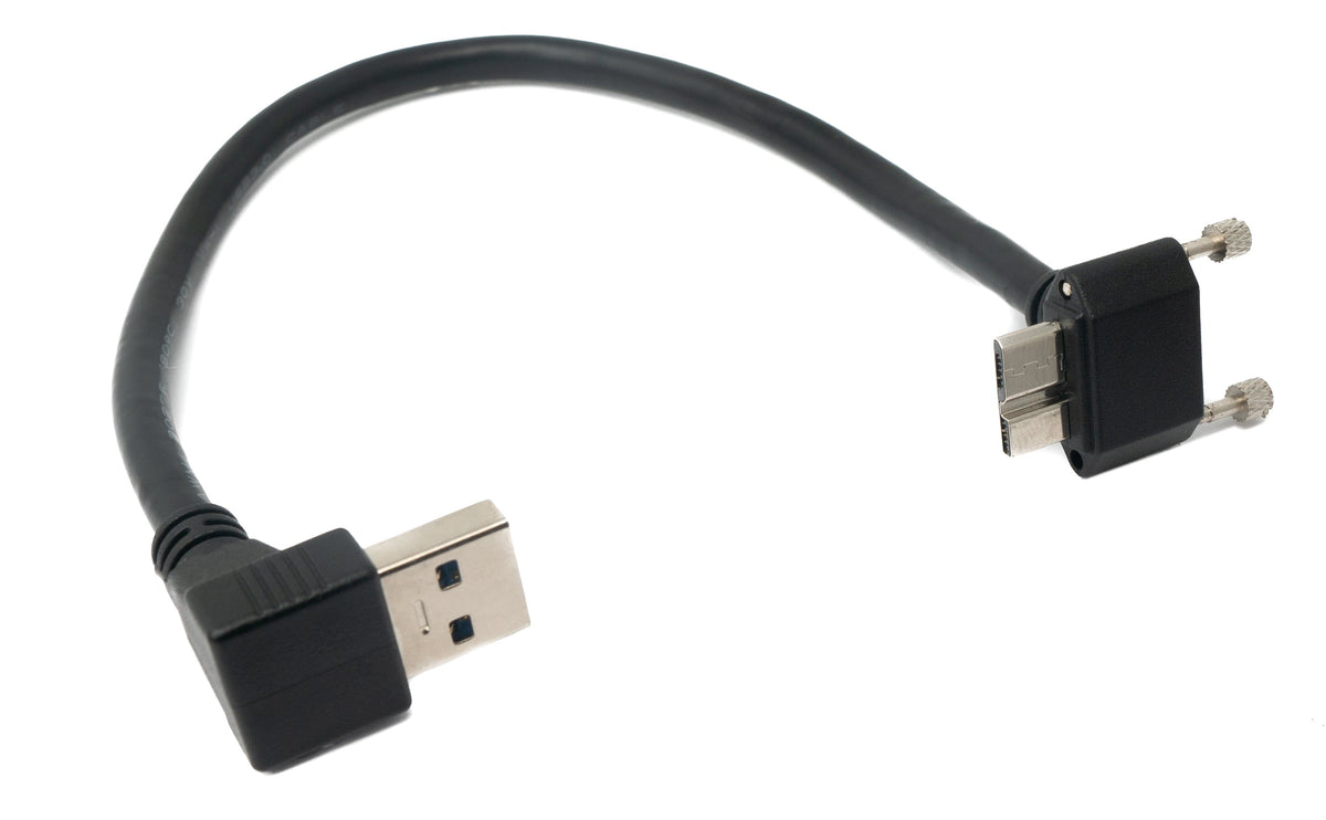 USB 3.0 Kabel 30 cm Micro B Stecker zu A Stecker Schraube Winkel | System-S