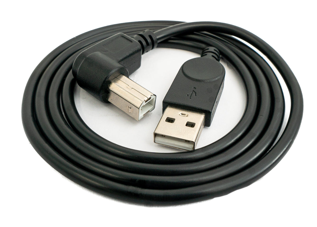USB 2.0 Kabel 100 cm Typ B Stecker zu A Stecker Winkel in Schwarz | System-S