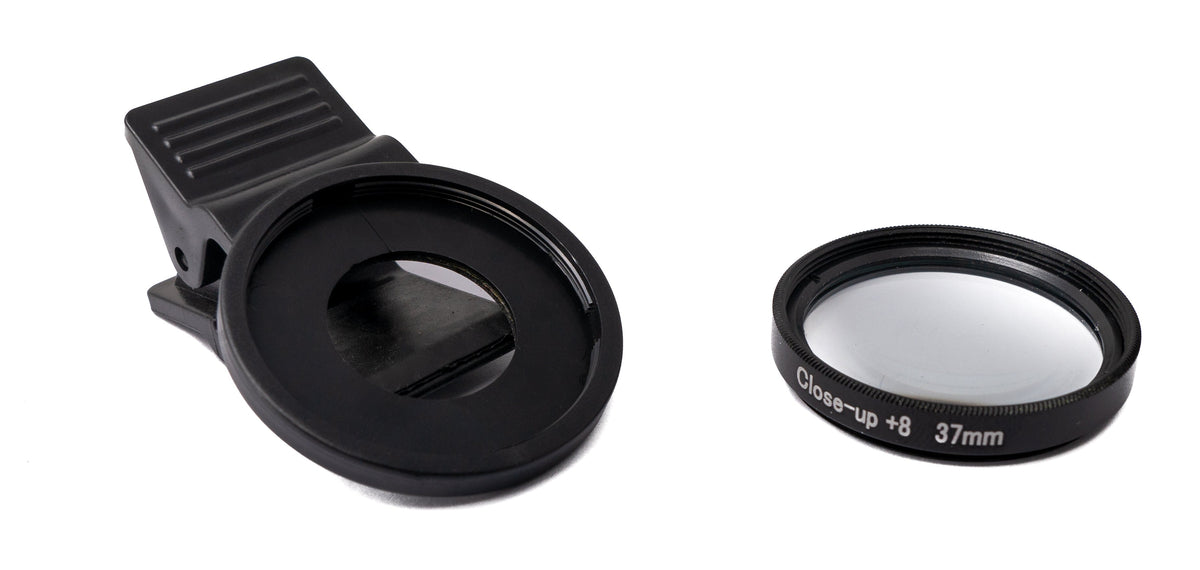 Makro Linse +8 Zoom Close Up Filter mit Clip in Schwarz | System-S